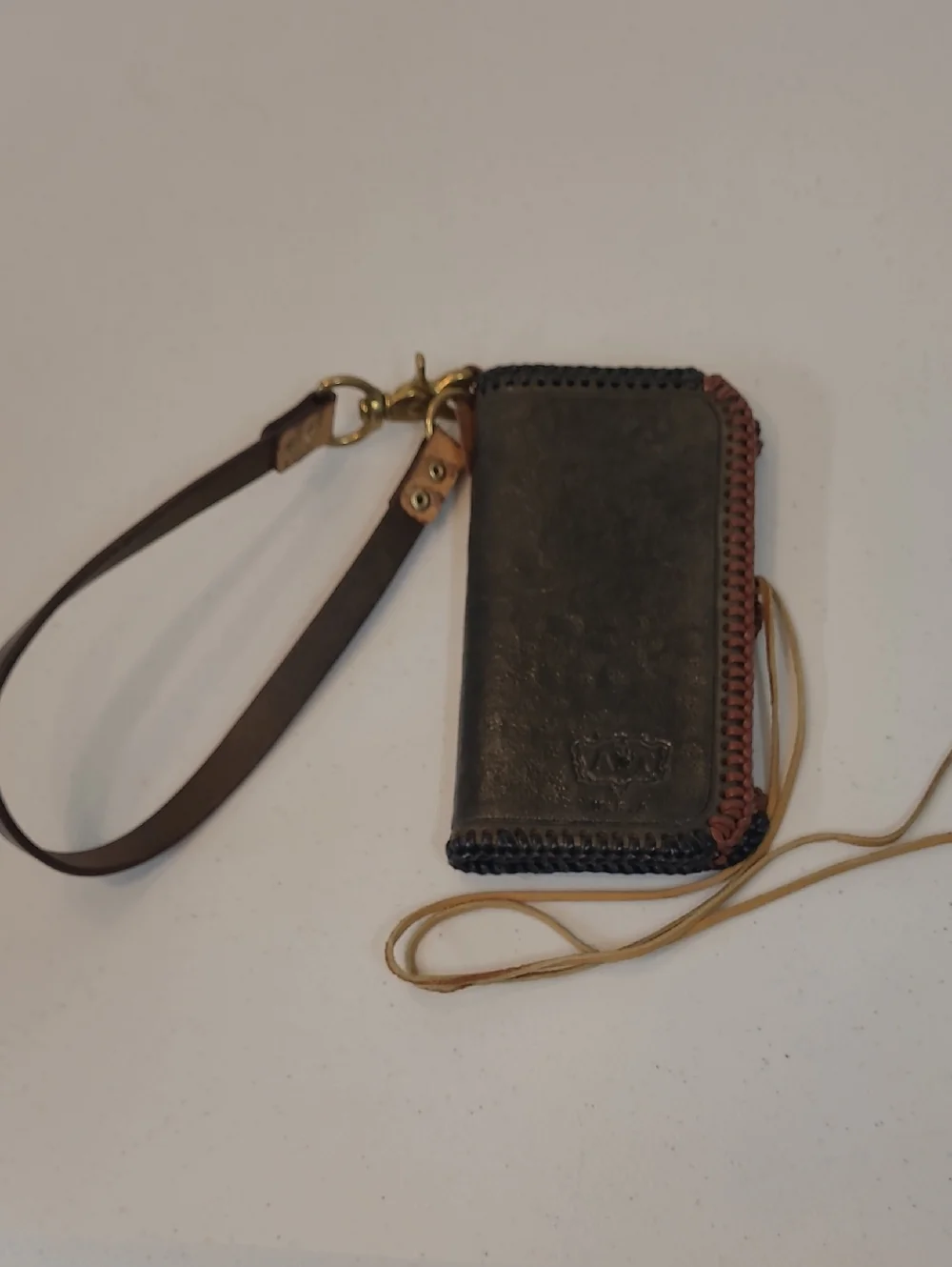 Leather Wallet W/ Wrist Clip Western Style Rodeo Cowboy Handmade Unique!